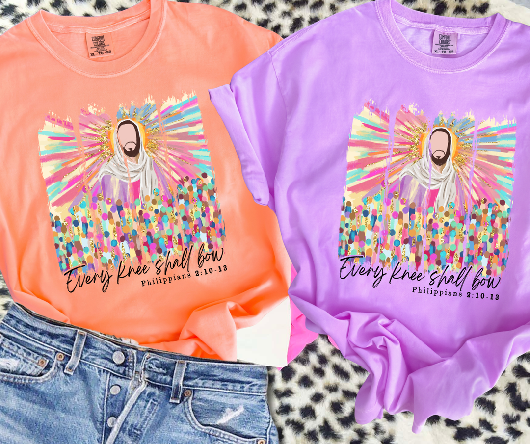 Colorful Every Knee Shall Bow (Pick your tee color) - Tees - The Red Rival