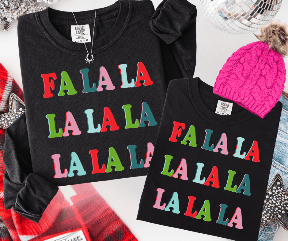 Colorful Fa la la Repeat (Select your Color & Style) - Graphic Tee - The Red Rival