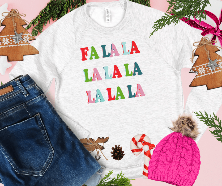 Colorful Fa la la Repeat (Select your Color & Style) - Graphic Tee - The Red Rival
