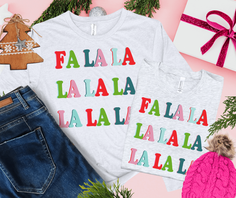 Colorful Fa la la Repeat (Select your Color & Style) - Graphic Tee - The Red Rival