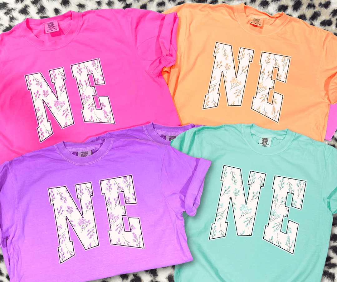 Colorful Floral NE (Pick your tee color) - Graphic Tee - The Red Rival