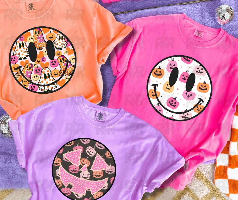 Colorful Halloween Smiley Face (Pick Your Tee Color) - Tees - The Red Rival