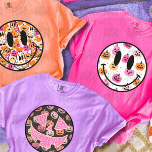 Colorful Halloween Smiley Face (Pick Your Tee Color) - Tees - The Red Rival
