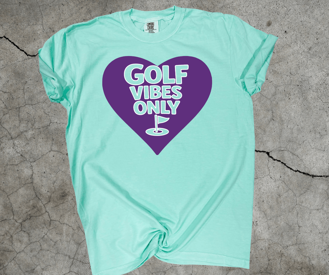 Colorful Heart Golf Vibes Only (Pick your tee color) - Graphic Tee - The Red Rival