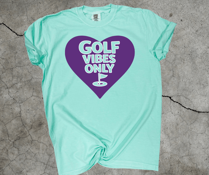 Colorful Heart Golf Vibes Only (Pick your tee color) - Graphic Tee - The Red Rival