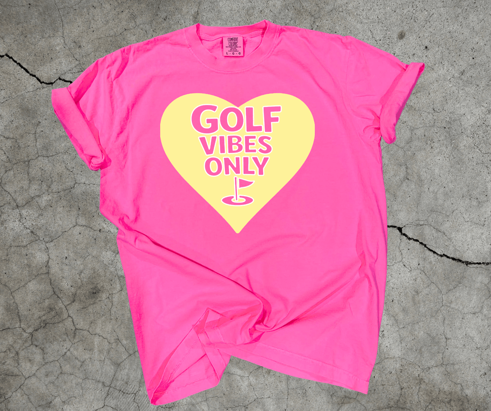 Colorful Heart Golf Vibes Only (Pick your tee color) - Graphic Tee - The Red Rival