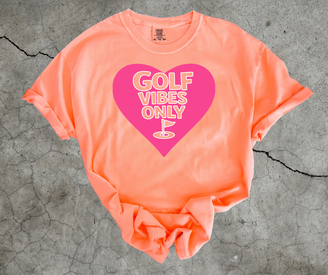 Colorful Heart Golf Vibes Only (Pick your tee color) - Graphic Tee - The Red Rival