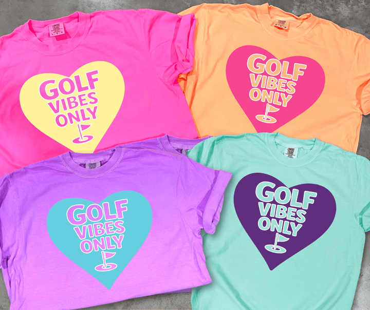 Colorful Heart Golf Vibes Only (Pick your tee color) - Graphic Tee - The Red Rival