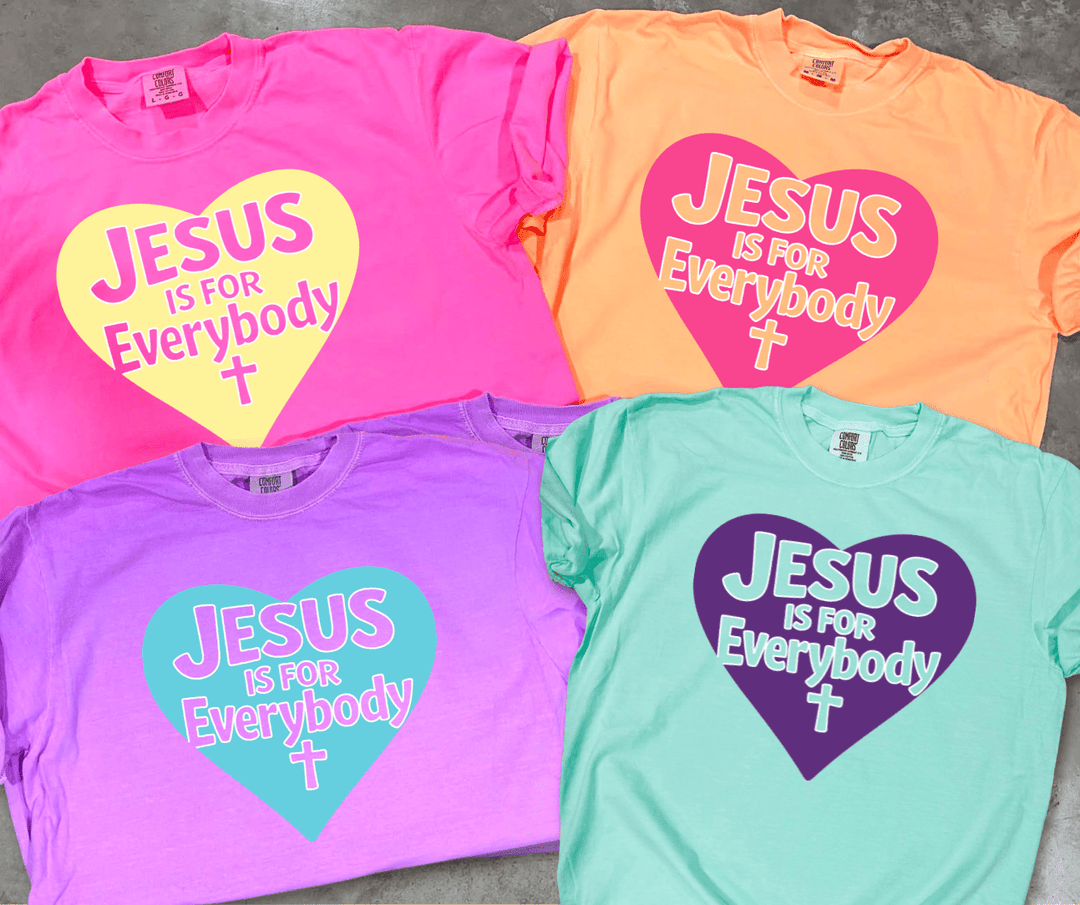 Colorful Heart Jesus is for EVERYBODY. (Pick your tee color) - Graphic Tee - The Red Rival