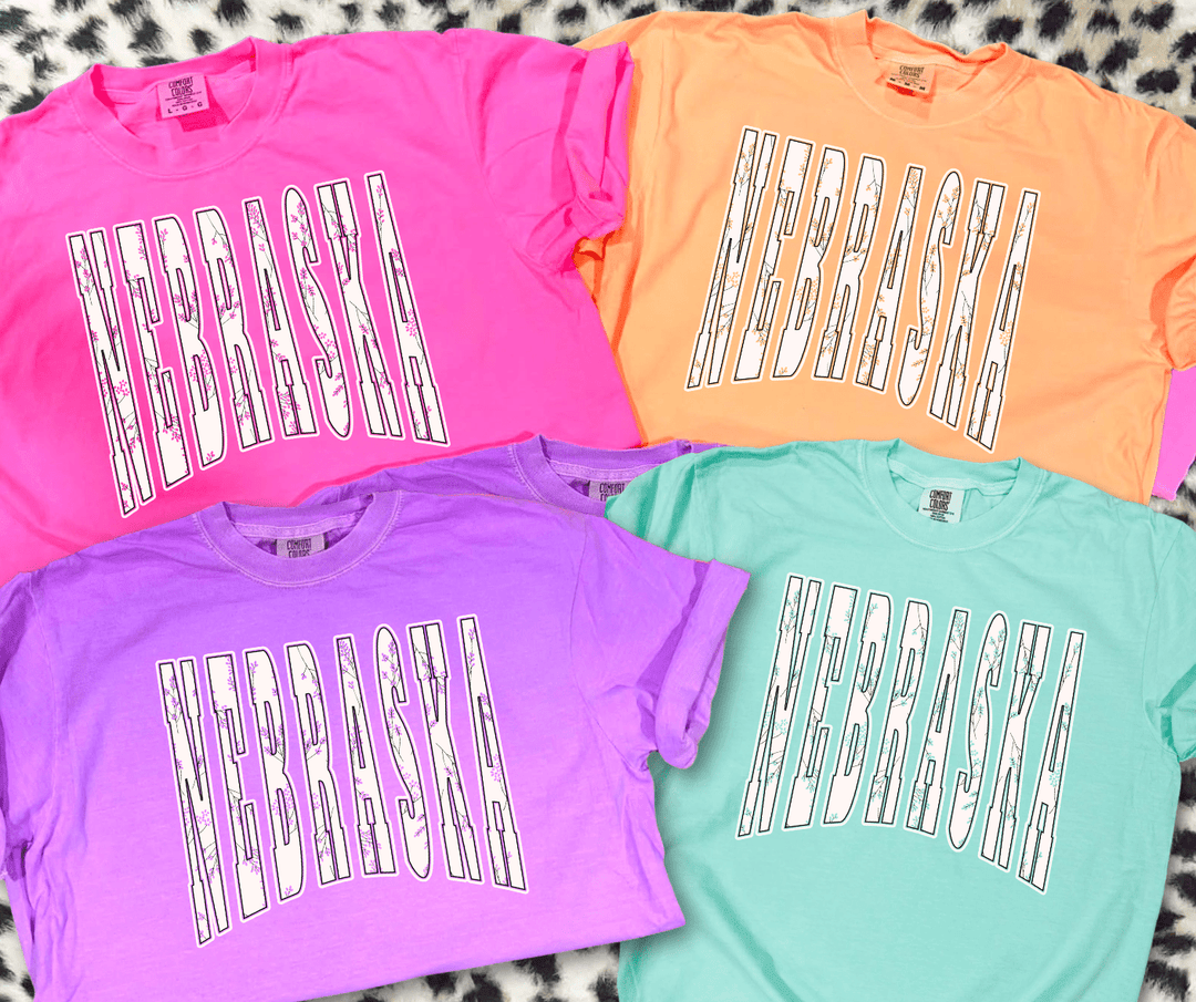 Colorful NEBRASKA (Pick your tee color) - Graphic Tee - The Red Rival