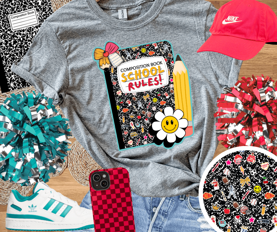 Composition Notebook 'School Rules' Graphite Heather Tee - Tees - The Red Rival