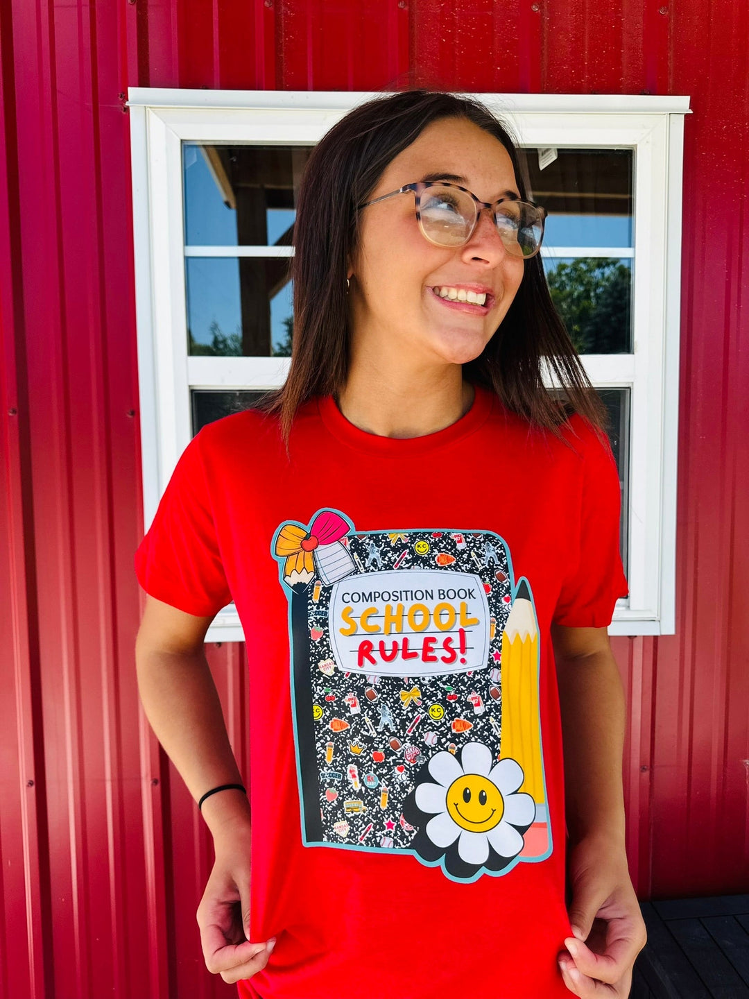 Composition Notebook 'School Rules' Red Tee - Tees - The Red Rival