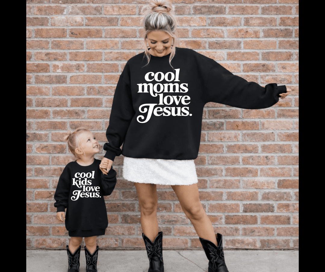 Cool Mom/Kids love Jesus. Black Tee or Sweatshirt - Tees - The Red Rival