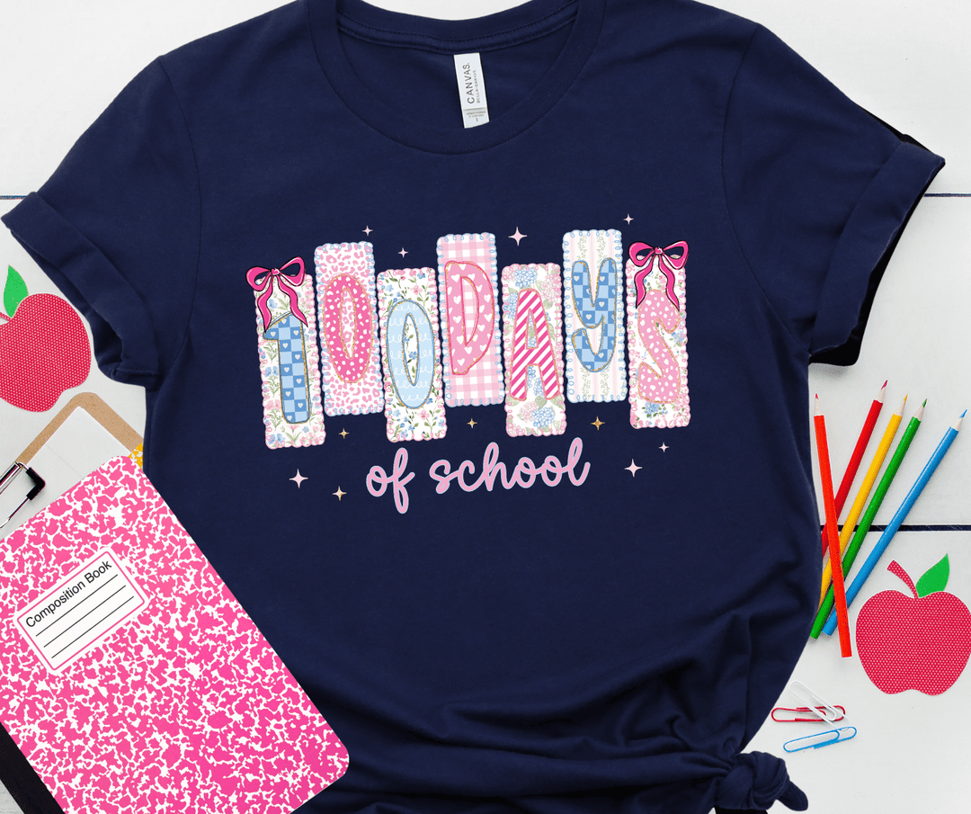 Coquette 100 Days of School Navy Tee - Tees - The Red Rival