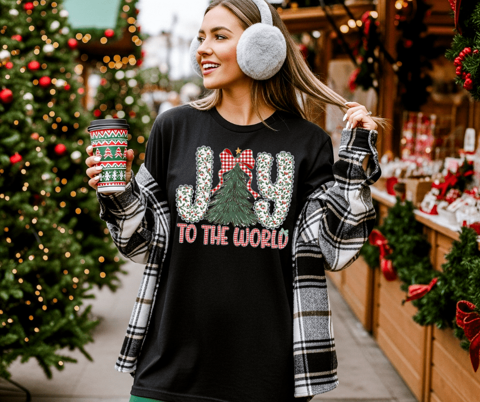 Coquette Joy to the World Black Tee or Sweatshirt - Tees - The Red Rival
