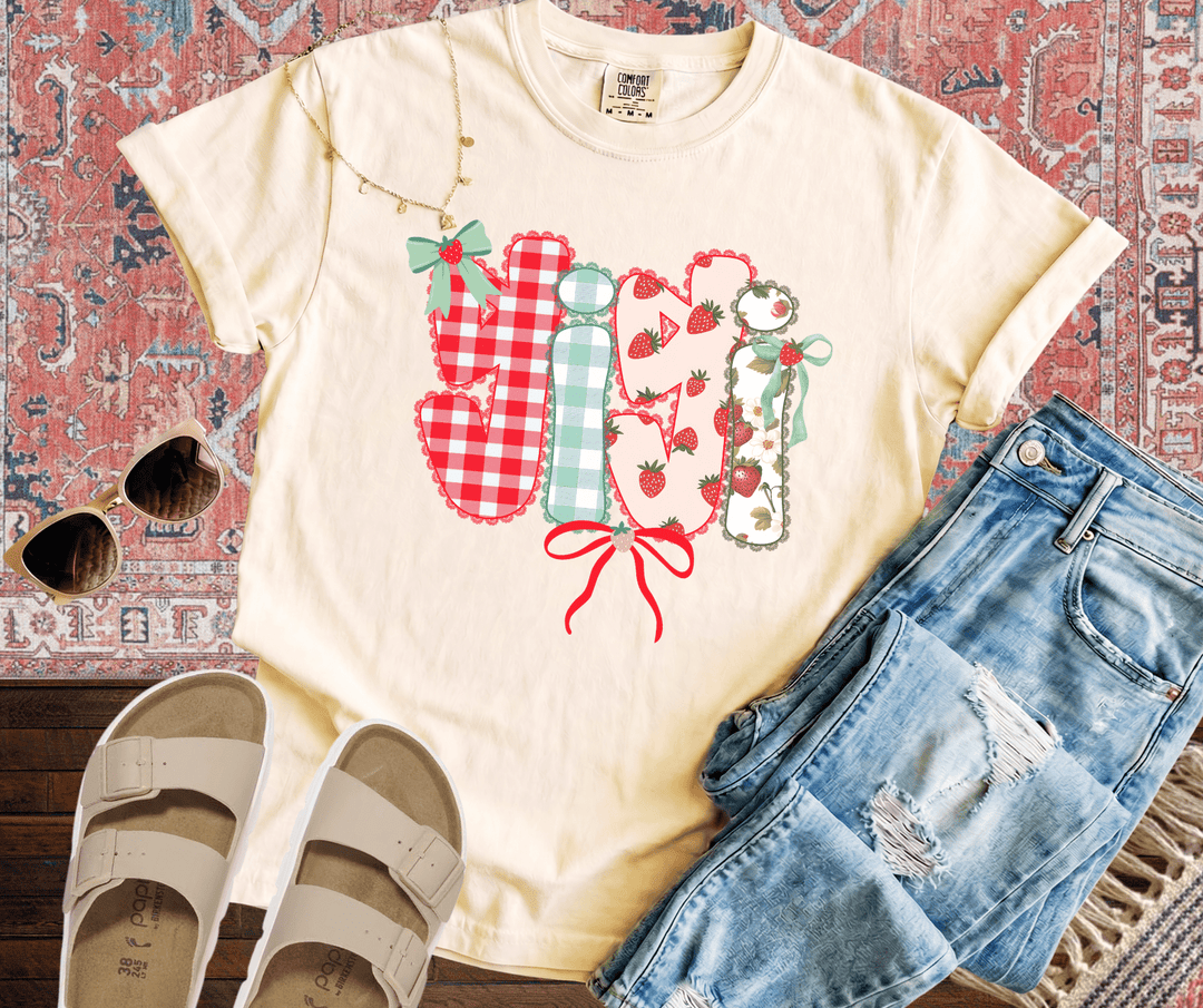 Coquette Strawberry (Choose your title) Ivory Tee - Graphic Tee - The Red Rival