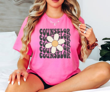 Counselor Repeat Daisy Pink Tee - Graphic Tee - The Red Rival