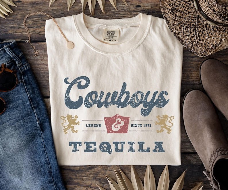 Cowboys & Tequila Ivory Tee - Tees - The Red Rival