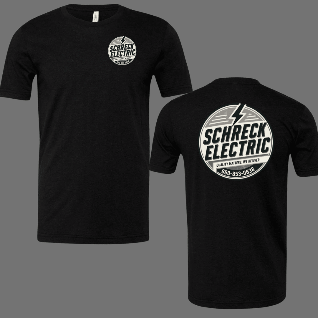 CUSTOM - Black/White Retro Schreck Electric Short Sleeve Tees (Front Pocket / Full Back Logo) - Graphic Tee - The Red Rival