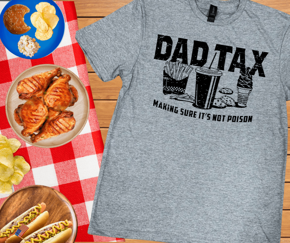 Dad Tax (Black Text) Grey Graphic Tee - Graphic Tee - The Red Rival