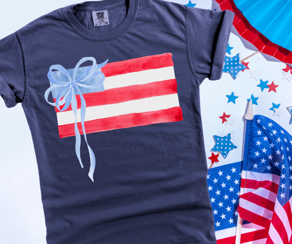 Dainty Bow American Flag - Graphic Tee - The Red Rival