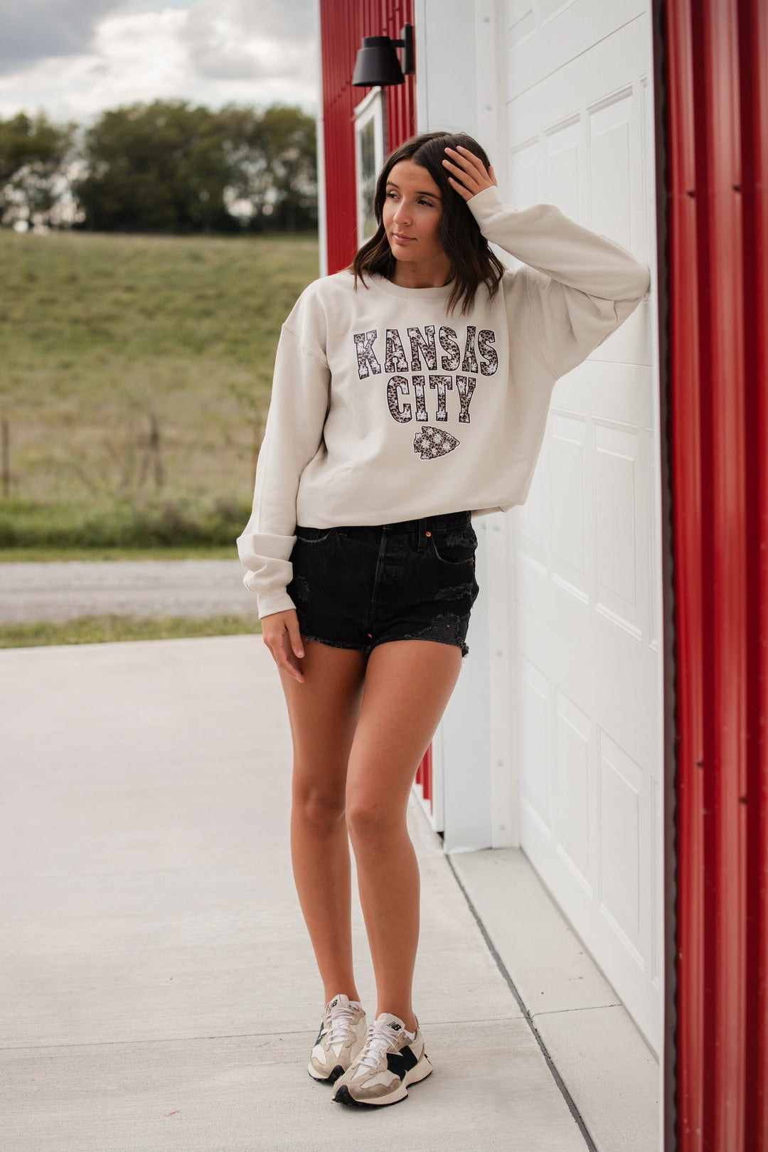 Daisy Leopard Kansas City Arrowhead Sweatshirt (Select Your Color) - Tees & Sweatshirts - The Red Rival