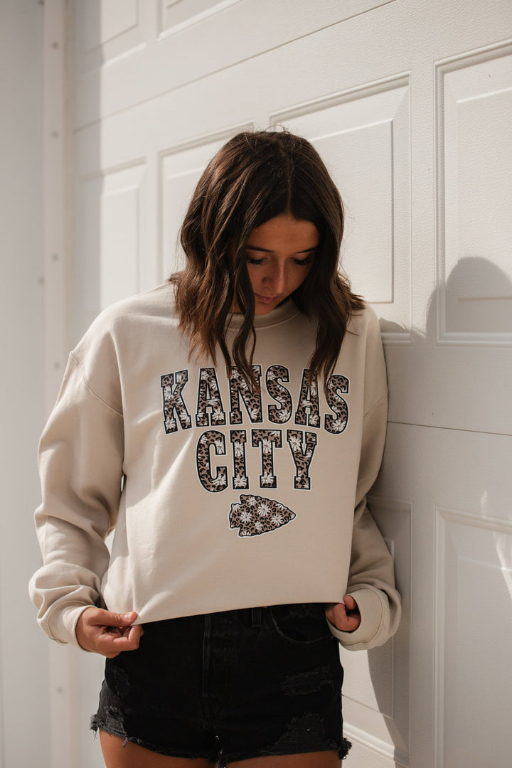Daisy Leopard Kansas City Arrowhead Sweatshirt (Select Your Color) - Tees & Sweatshirts - The Red Rival