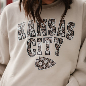 Daisy Leopard Kansas City Arrowhead Sweatshirt (Select Your Color) - Tees & Sweatshirts - The Red Rival