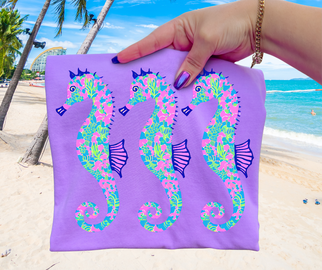 DEAL OF THE DAY - 3 Seahorses Purple Tee (FINAL SALE) - Graphic Tee - The Red Rival
