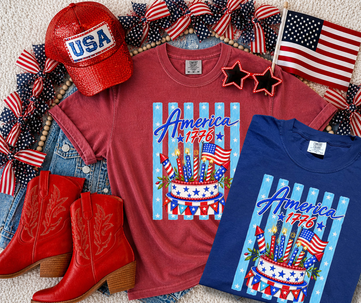 DEAL OF THE DAY - America Birthday Cake (Choose Your Tee Color) (FINAL SALE) - Graphic Tee - The Red Rival