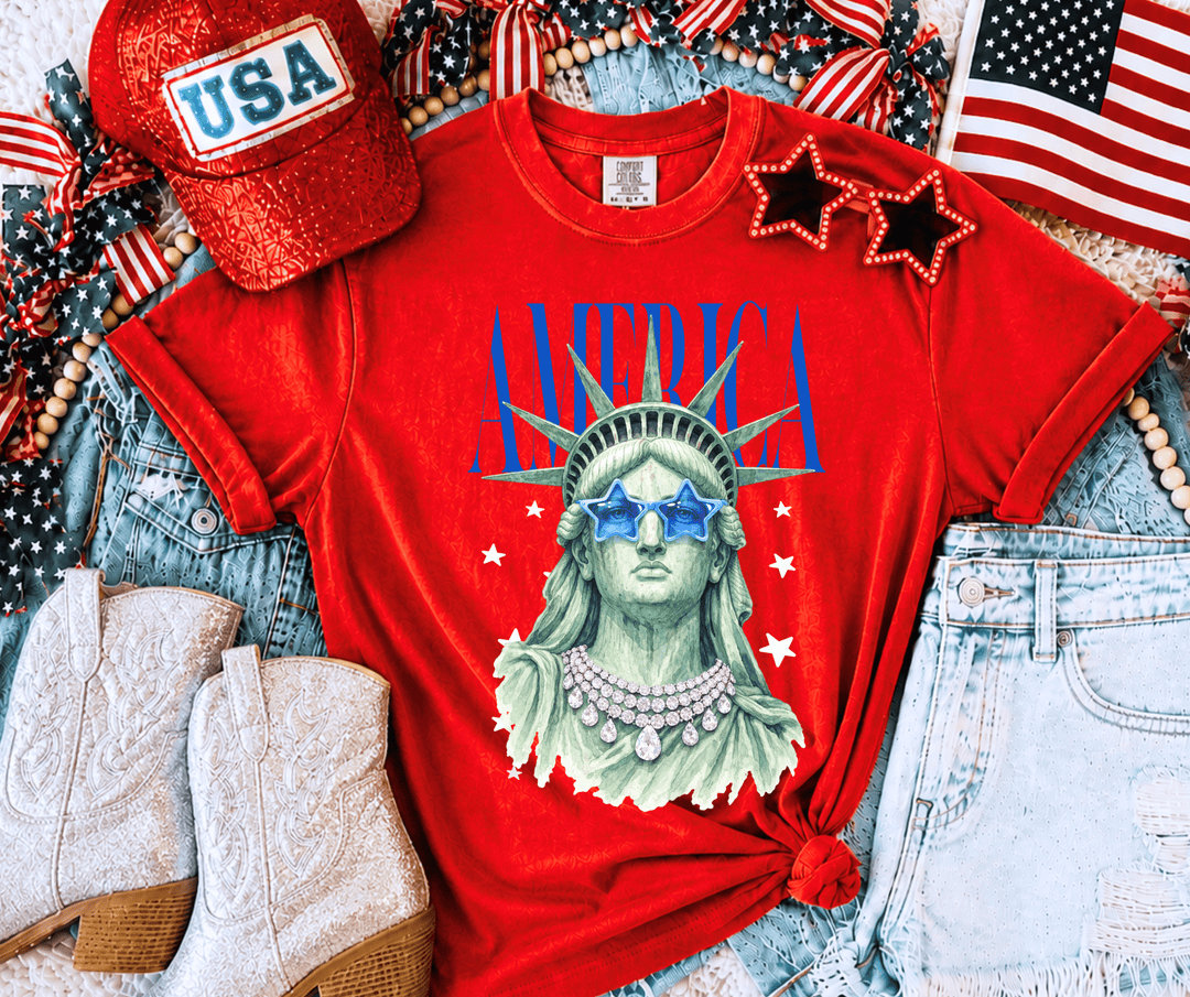 DEAL OF THE DAY - America Lady Liberty Red Tee (FINAL SALE) - Graphic Tee - The Red Rival