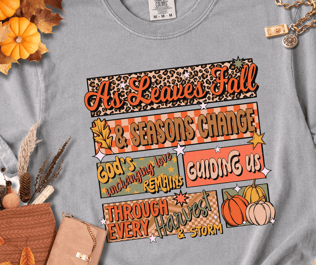 DEAL OF THE DAY - As Leaves Fall God's Love Remains Grey Tee - FINAL SALE - Graphic Tee - The Red Rival