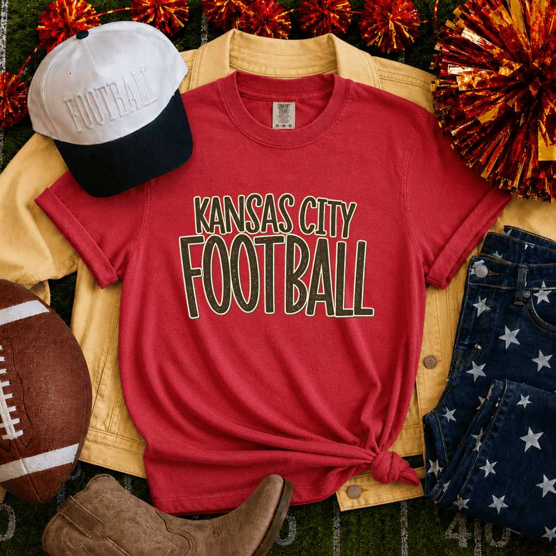 DEAL OF THE DAY - Basic Destressed Kansas City Football Red Tee (FINAL SALE) - Tees - The Red Rival