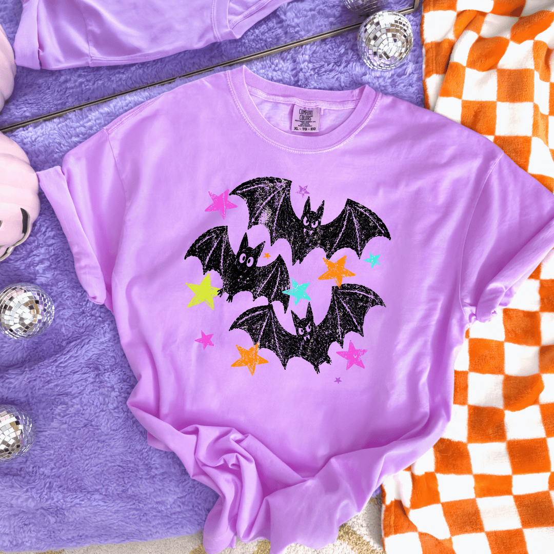 DEAL OF THE DAY - Bats & Stars Neon Purple Tee (FINAL SALE) - Tees - The Red Rival