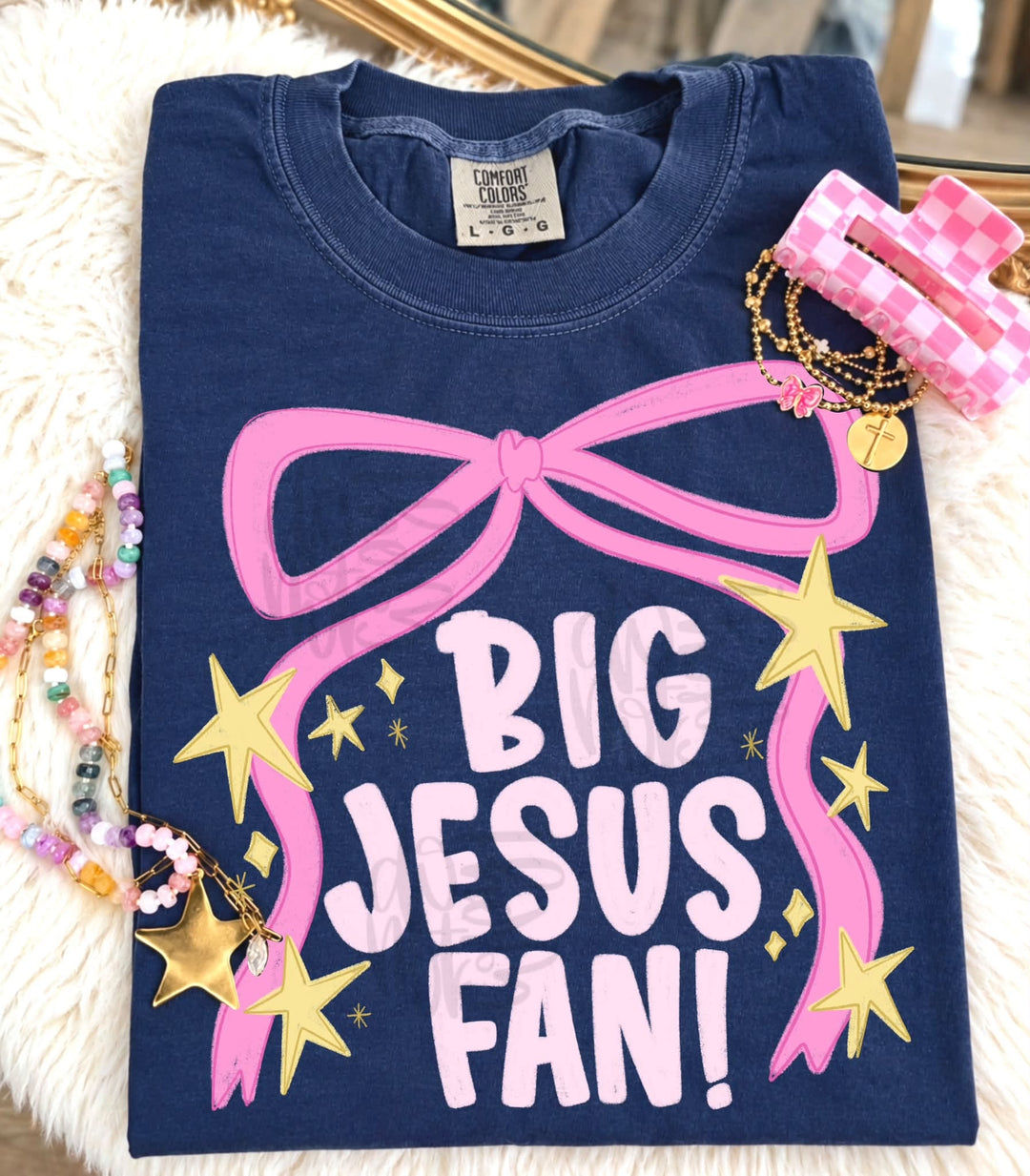 DEAL OF THE DAY - Big Jesus Fan Navy Tee - (FINAL SALE) - Tees - The Red Rival