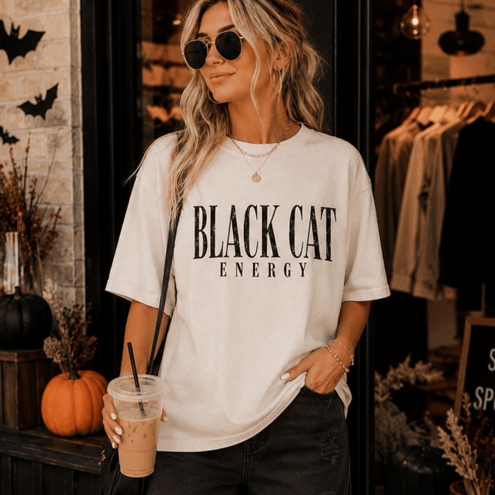DEAL OF THE DAY - Black Cat Energy Ivory Tee - (FINAL SALE) - Tees - The Red Rival