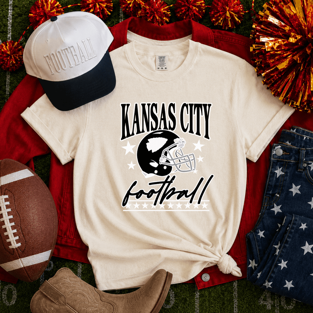 DEAL OF THE DAY - Black Stars Kansas City Football Tan Tee or Sweatshirt - FINAL SALE - Graphic Tee - The Red Rival