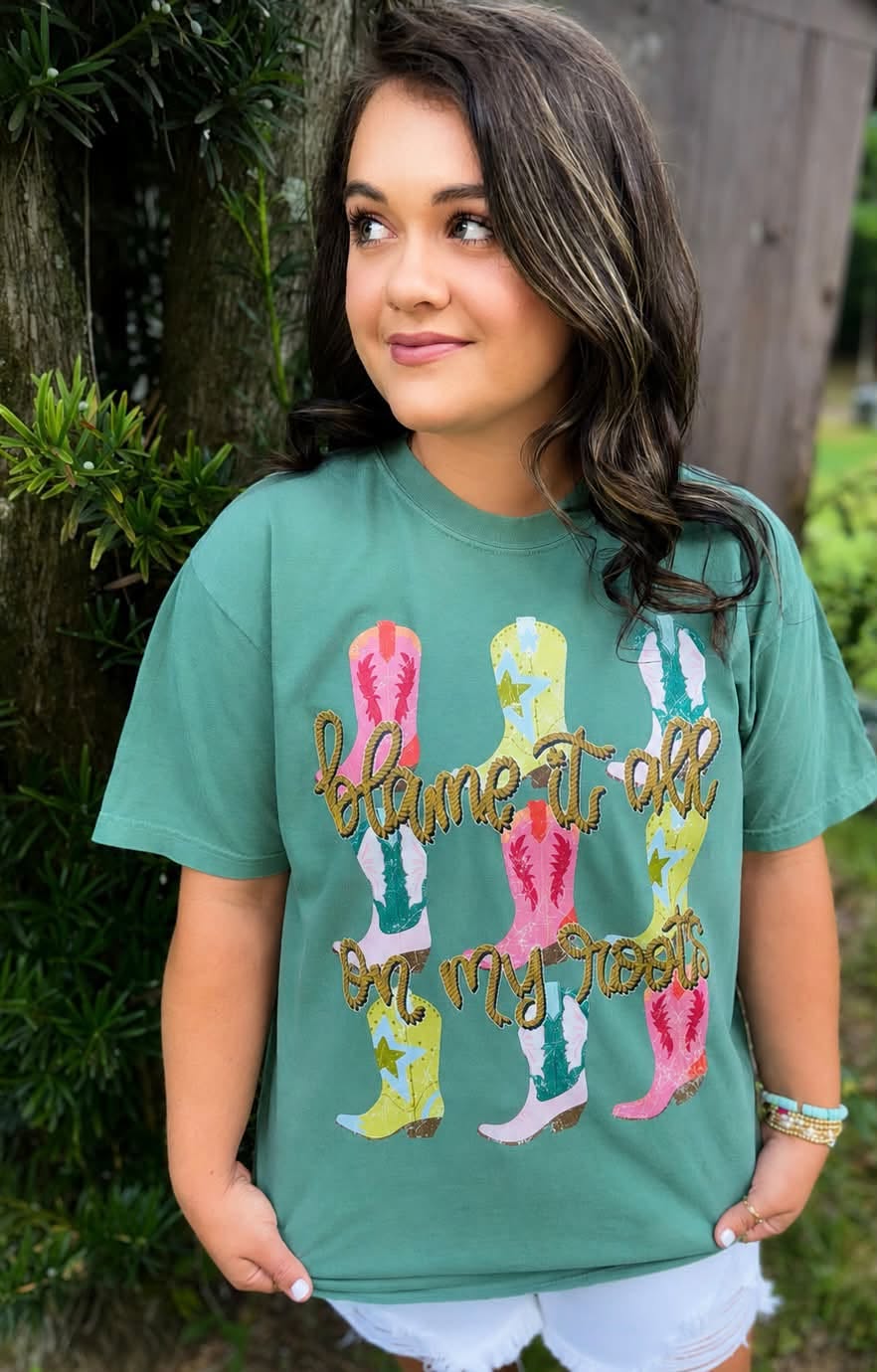 DEAL OF THE DAY - Blame It All on my Roots Teal Tee (FINAL SALE) - Tees - The Red Rival