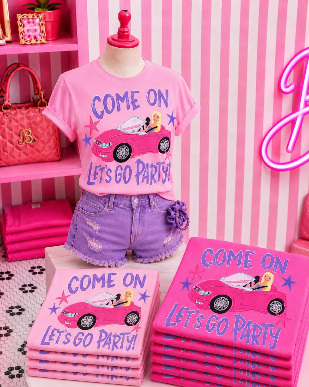 DEAL OF THE DAY - Blonde Come On Let's Go Party Pink Tee (FINAL SALE) - Tees - The Red Rival