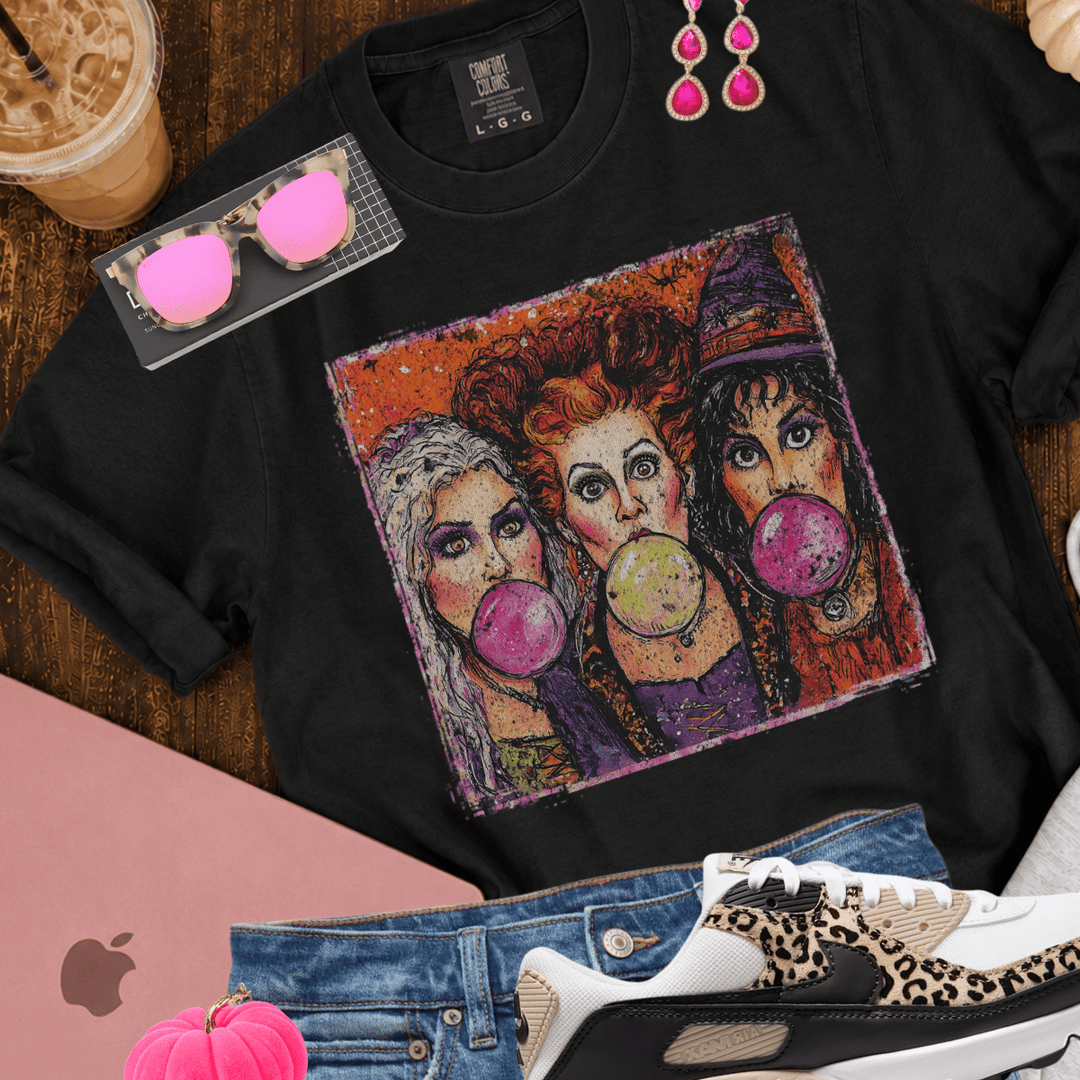 DEAL OF THE DAY - Blowing Bubble Witch Sisters Black Tee (FINAL SALE) - Tees - The Red Rival