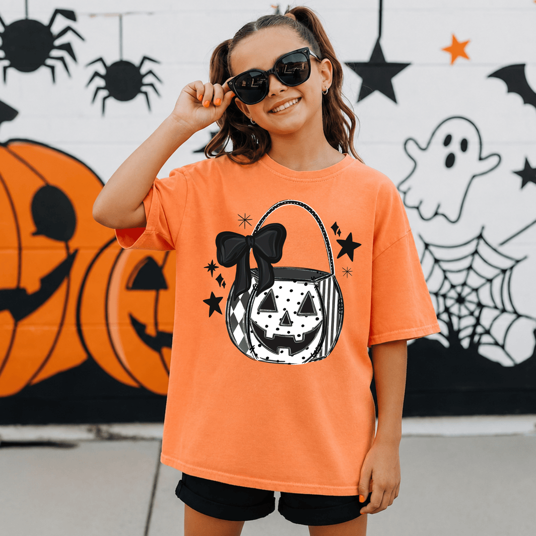 DEAL OF THE DAY - Bow Jack-O-Lantern Basket Orange Tee (FINAL SALE) - Tees - The Red Rival