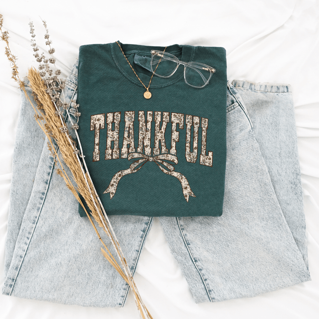 DEAL OF THE DAY - Brown Coquette Thankful Blue Spruce Tee (FINAL SALE) - Tees - The Red Rival