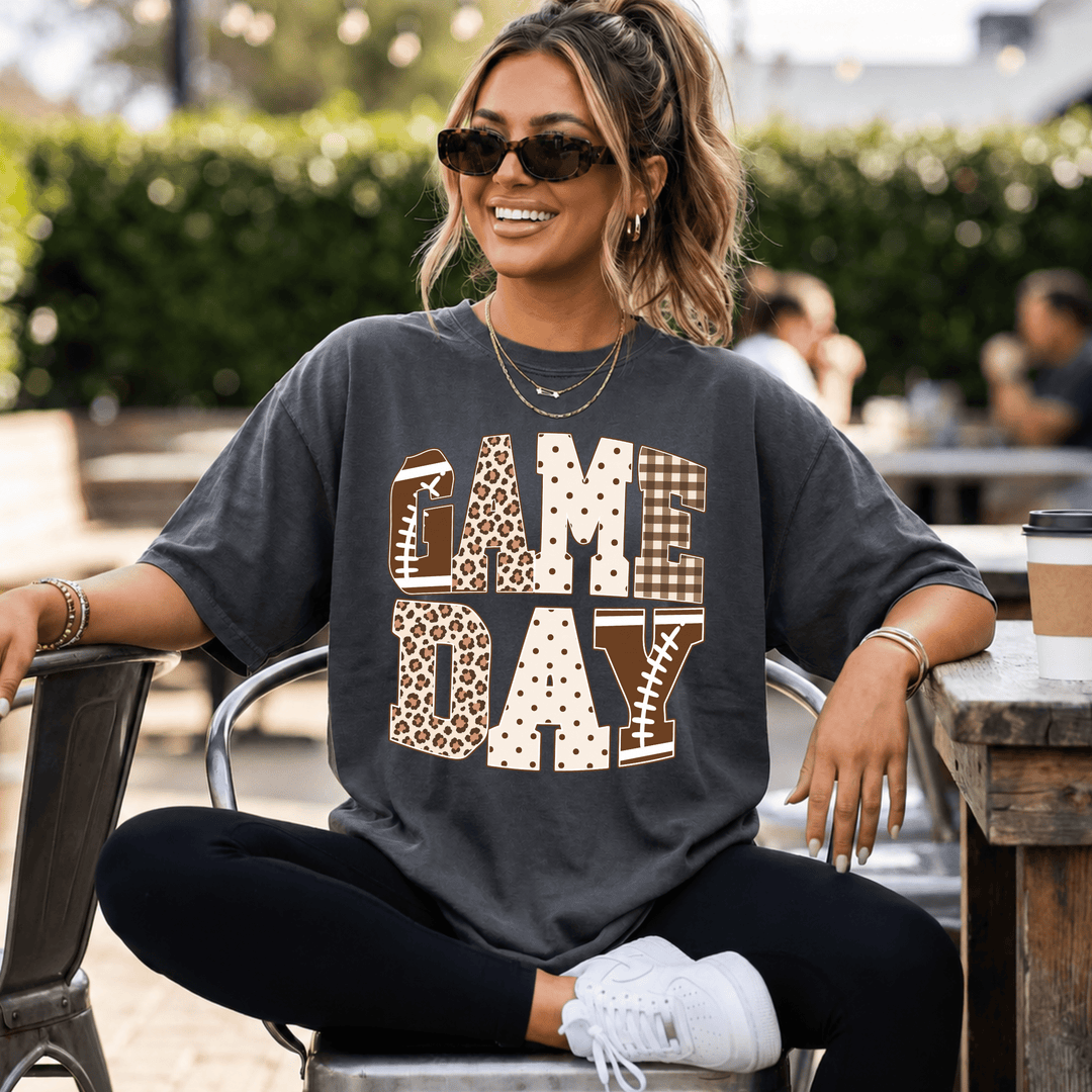 DEAL OF THE DAY - Brown Patterned Game Day Pepper Tee (FINAL SALE) - Tees - The Red Rival