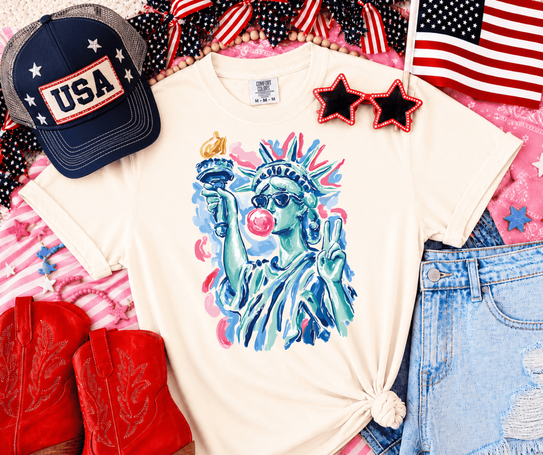 DEAL OF THE DAY - Bubble Blowing Lady Liberty Ivory Tee (FINAL SALE) - Tees - The Red Rival