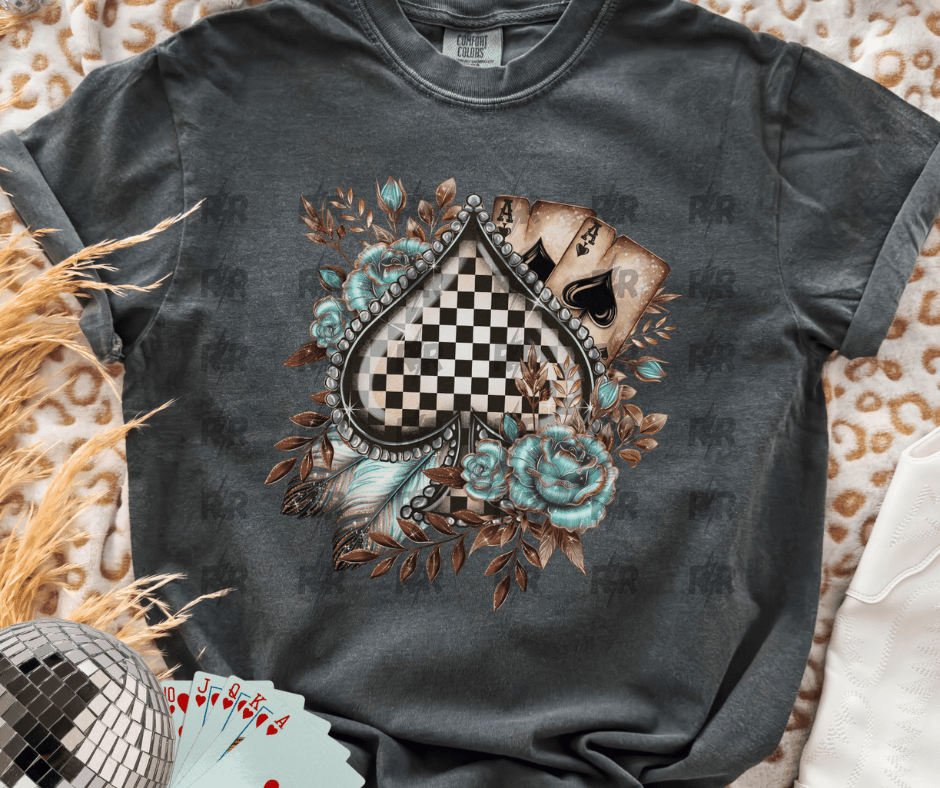 DEAL OF THE DAY - Checkered Grunge Western Ace Spade Pepper Tee (FINAL SALE) - Tees - The Red Rival