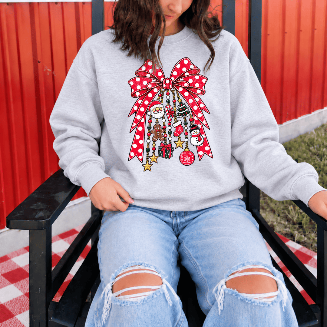 DEAL OF THE DAY - Christmas Charm Bow Ash Tee or Sweatshirt (FINAL SALE) - Tees - The Red Rival