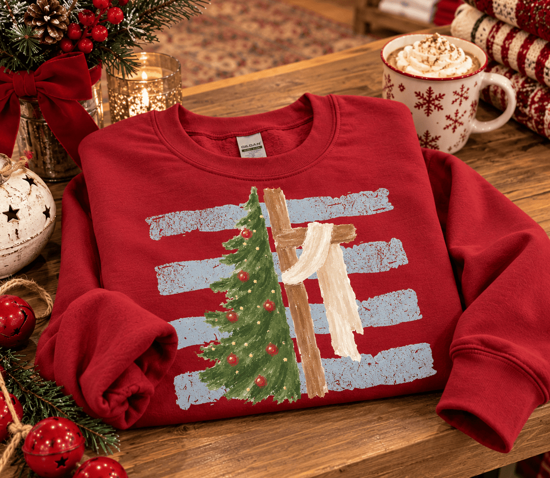 DEAL OF THE DAY - Christmas Cross Cardinal Red Tee or Sweatshirt (FINAL SALE) - Tees - The Red Rival