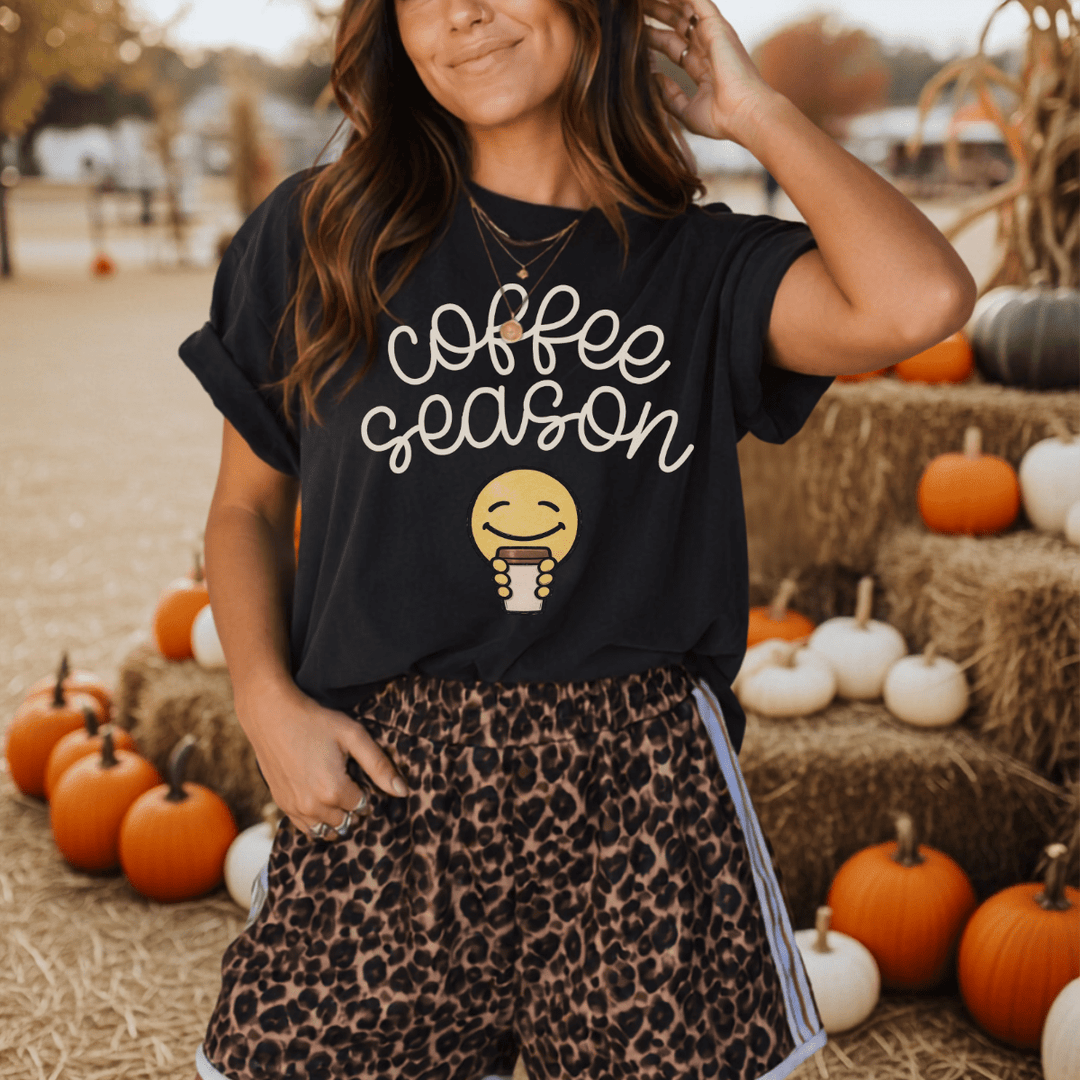 DEAL OF THE DAY - Coffee Season Smile Face Black Tee (FINAL SALE) - Tees - The Red Rival