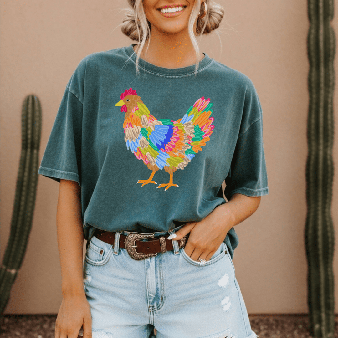 DEAL OF THE DAY - Colorful Chicken Green Tee (FINAL SALE) - Tees - The Red Rival