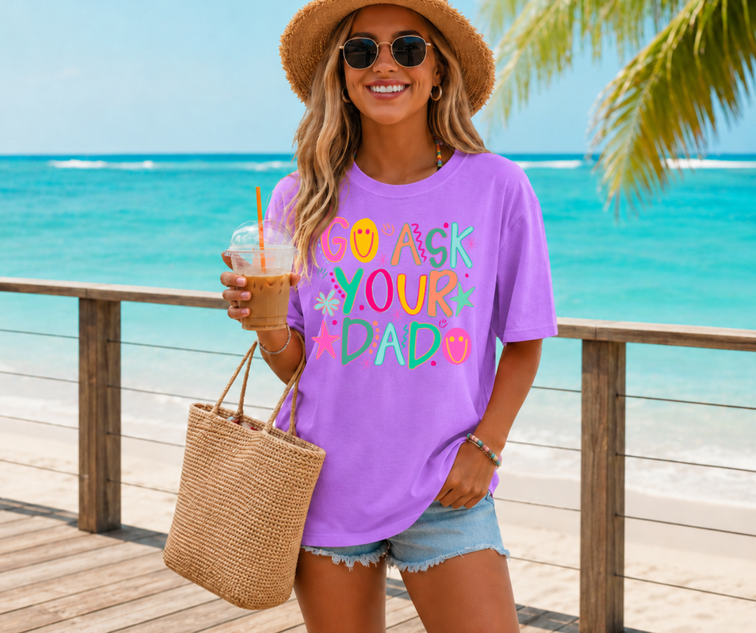 DEAL OF THE DAY - Colorful Go Ask Your Dad Neon Purple Tee (FINAL SALE) - Tees - The Red Rival